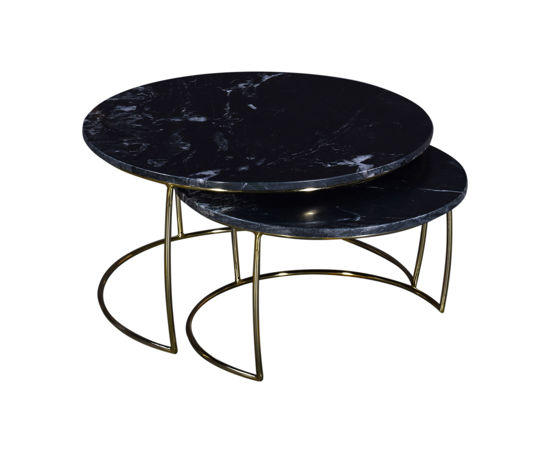 Afbeeldingen van Andre Salontafel Set Van 2 Marmer Goud 75 cm