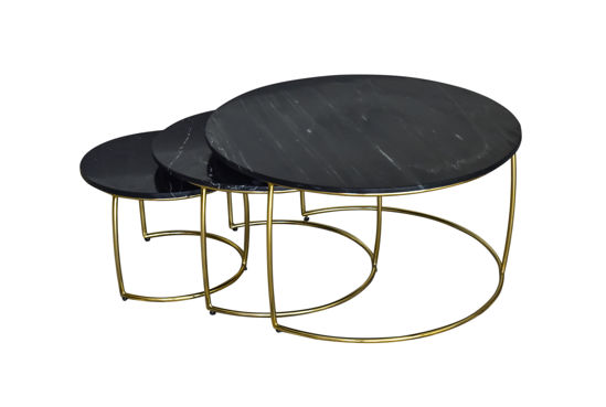 Afbeeldingen van Roel Salontafel Set Van 3 Goud Marmer